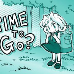 リュックを背負い直した反動の表現のつもりだったのですが、スカートふわっとさせすぎた気がします。